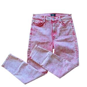 7 For All Mankind Jeans Red Washed Acid Stretchy Size 29 NWOT